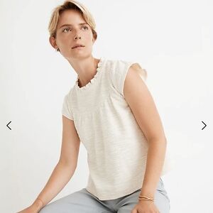 NWT Madewell Textural Knit Ruffle-Neck Top Size Small